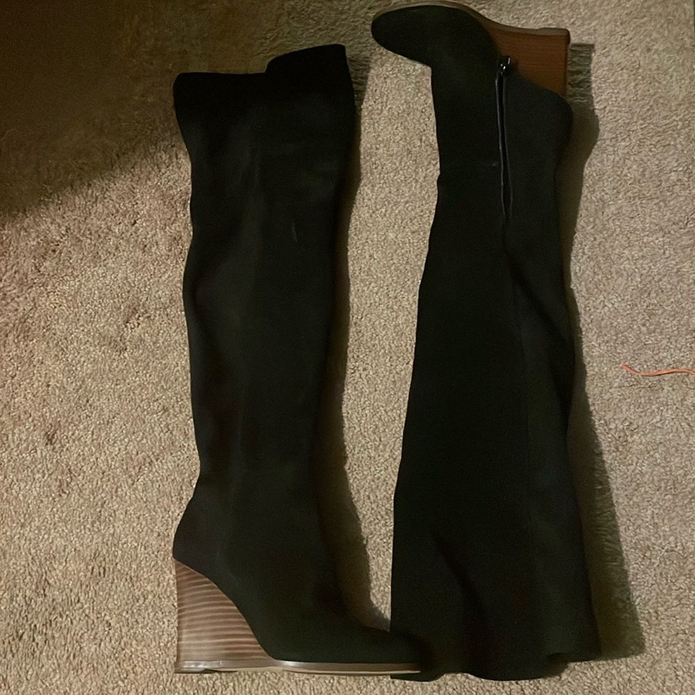 Over the knee wedge boots